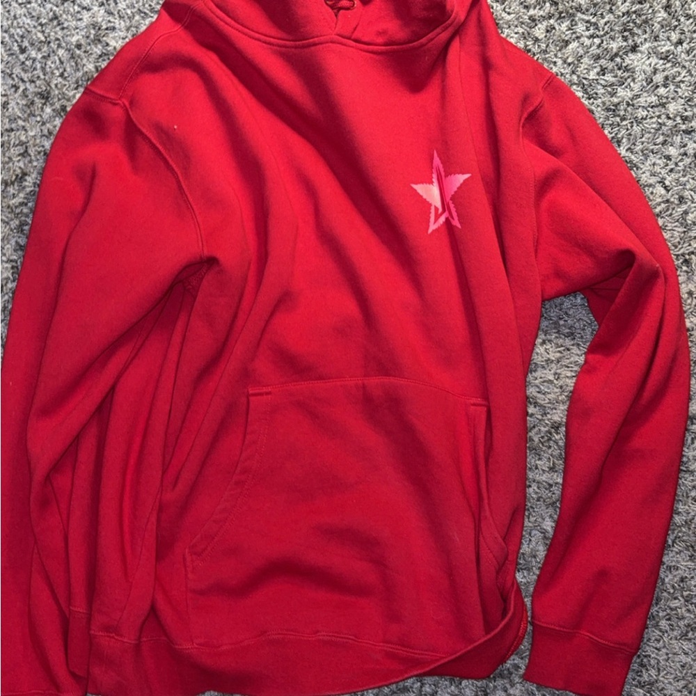 Jeffree Star Red Sweater with Pink Star oversized unisex